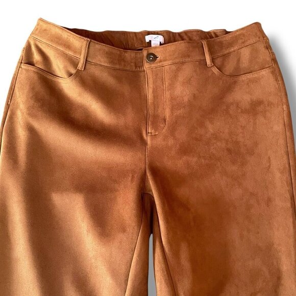 J Jill Womens Taylor Luxe Pant Plus Sz 18 Chestnut Brown Faux Suede Straight Leg - Picture 5 of 8